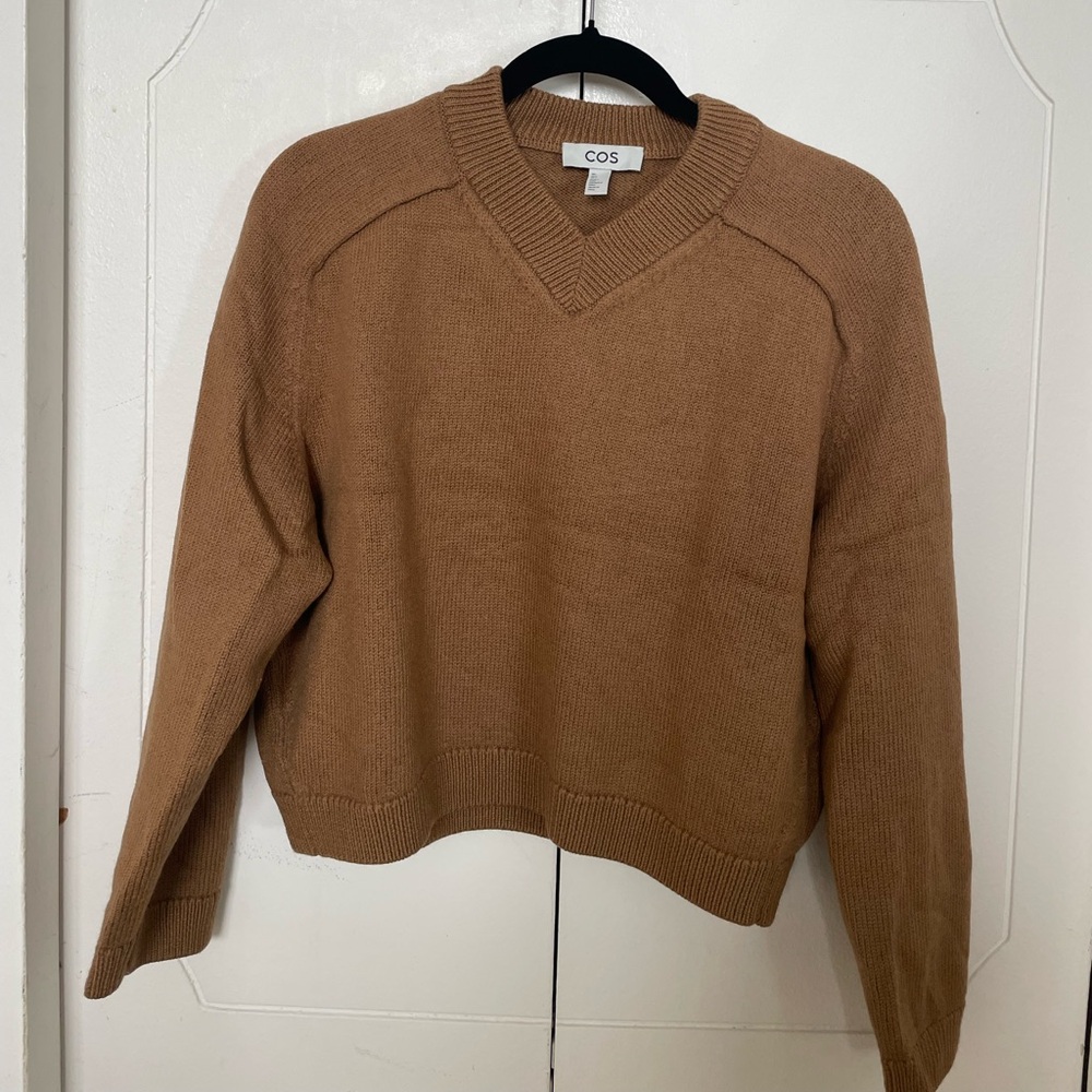 COS Women's Natural V-neck Merino Wool